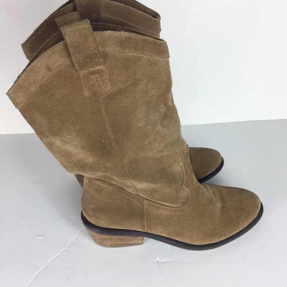 Jessica Simpson Brown Suede Cowboy Mid Calf Boots 9.5 - Picture 1 of 4